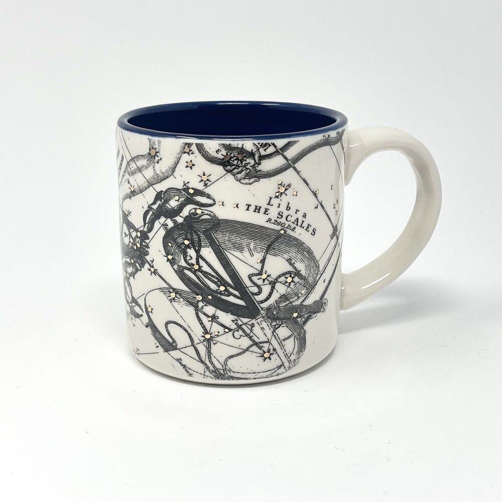 Anthropologie Salt and Earth Zodiac Astrology Coffee Tea Mug Cup Scorpio Blue